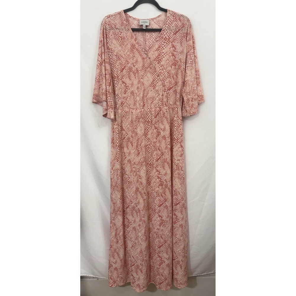Haute Hippie Tribe Pink Snakeskin Print Knit Maxi Dress Womens Size S * No Belt